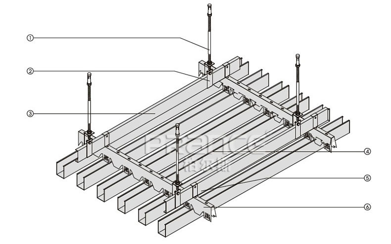 鋁方通產(chǎn)品安裝示意圖